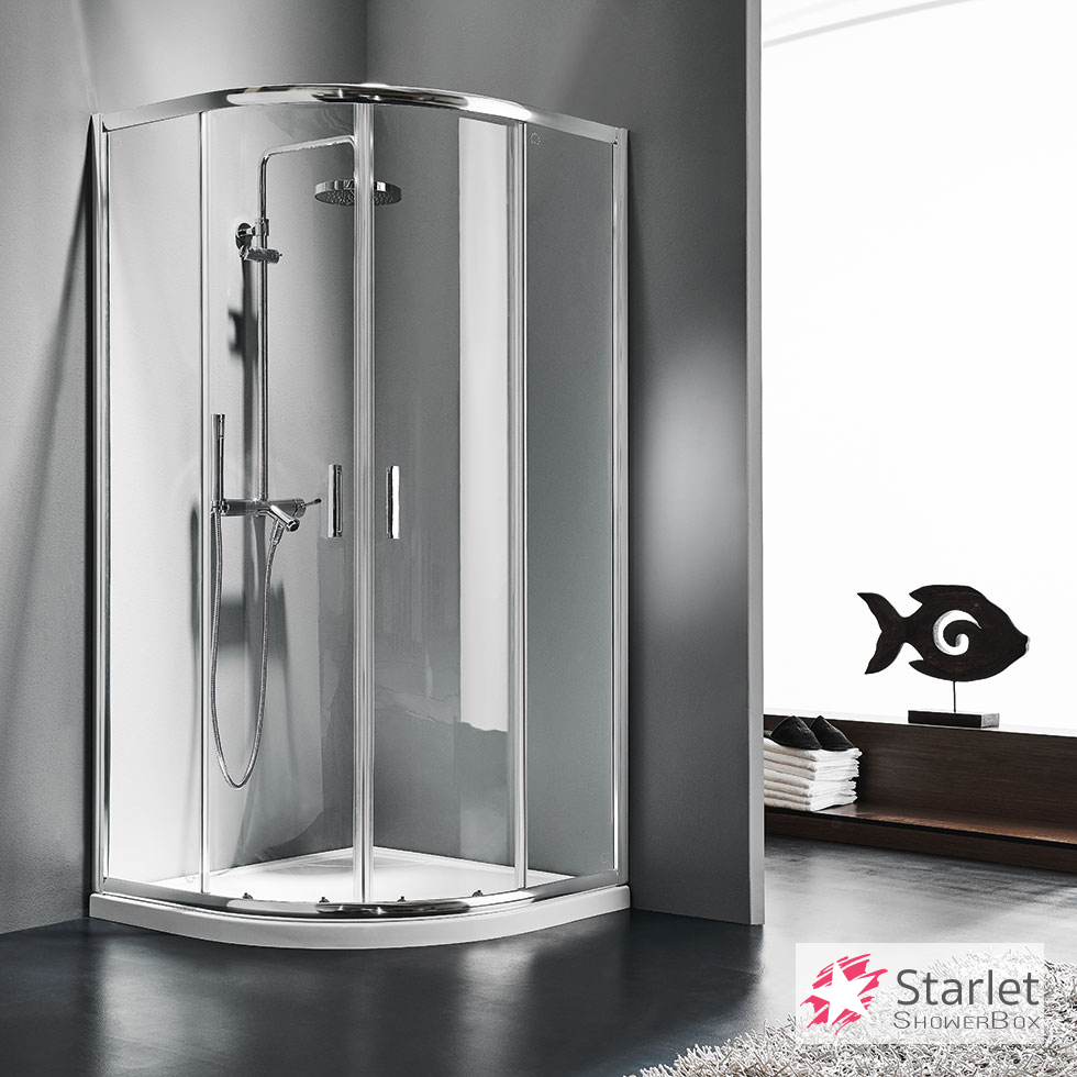 Καμπίνα Ντουζιέρας Ημικυκλική Starlet Quadrant 80×80 cm (77-79 × 77-79) Clear Chrome QS80T-100