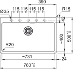 Νεροχύτης κουζίνας ένθετος γρανιτένιος Centro Maris 610 73 Stone Grey 78×50cm – 114.0674.081 Franke 2