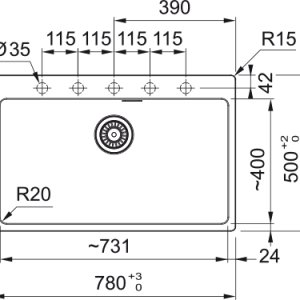 Νεροχύτης κουζίνας ένθετος γρανιτένιος Centro Maris 610 73 Stone Grey 78×50cm – 114.0674.081 Franke 2