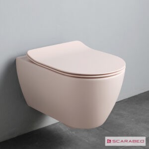 COMPLETE WALL HUNG WC +REMOVEABLE COVERSLIM SC MOON 50.5 CLEAN FLUSH SCARABEO ANTIQUE PINK ROSA