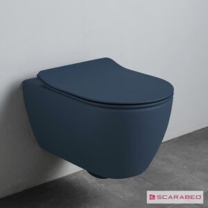 COMPLETE WALL HUNG WC +REMOVEABLE COVERSLIM SC MOON 50.5 CLEAN FLUSH SCARABEO OCEAN BLUE