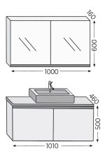 Σετ επίπλου μπάνιου Royal Bath Madrid 100 καρυδί με καθρέφτη-κρυφοντούλαπο και επικάλυψη - Image 2