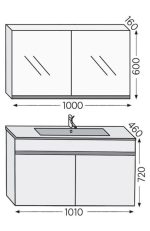 Σετ επίπλου μπάνιου Royal Bath Toledo 100 γκρι με καθρέφτη-κρυφοντούλαπο - Image 2