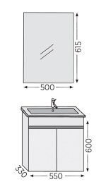 Σετ επίπλου μπάνιου Royal Bath Valencia 55 γκρι με καθρέφτη - Image 2