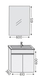 Σετ επίπλου μπάνιου Royal Bath Valencia 61 καρυδί με καθρέφτη - Image 2