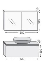 Σετ επίπλου μπάνιου Royal Bath Sevilla 60 καρυδί με καθρέφτη-κρυφοντούλαπο και επικάλυψη - Image 2