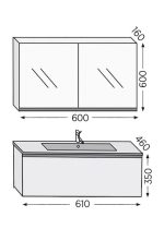 Σετ επίπλου μπάνιου Royal Bath Sevilla 60 καρυδί με καθρέφτη-κρυφοντούλαπο - Image 2