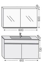 Σετ επίπλου μπάνιου Royal Bath Toledo 60 καρυδί με καθρέφτη-κρυφοντούλαπο - Image 2