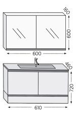 Σετ επίπλου μπάνιου Royal Bath Malaga 60 καρυδί με καθρέφτη-κρυφοντούλαπο - Image 2