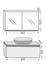 Σετ επίπλου μπάνιου Royal Bath Sevilla 80 καρυδί με καθρέφτη-κρυφοντούλαπο και επικάλυψη - Image 2