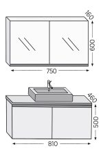 Σετ επίπλου μπάνιου Royal Bath Madrid 80 γκρι με καθρέφτη-κρυφοντούλαπο και επικάλυψη - Image 2
