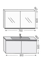 Σετ επίπλου μπάνιου Royal Bath Madrid 80 καρυδί με καθρέφτη-κρυφοντούλαπο - Image 2
