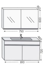 Σετ επίπλου μπάνιου Royal Bath Toledo 80 καρυδί με καθρέφτη-κρυφοντούλαπο - Image 2