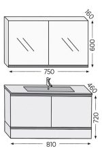 Σετ επίπλου μπάνιου Royal Bath Malaga 80 γκρι με καθρέφτη-κρυφοντούλαπο - Image 2