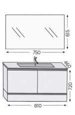 Σετ επίπλου μπάνιου Royal Bath Malaga 80 λευκό με καθρέφτη - Image 2