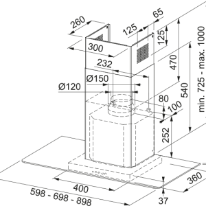 Απορροφητήρας Επιτοίχια Καμινάδα New Perfect Glass FGL 925 XS NP Inox 325.0590.996 Franke 2