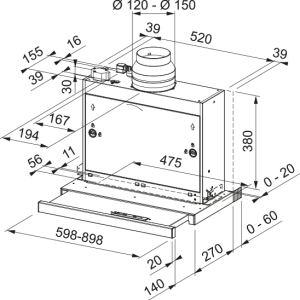 Απορροφητήρας Συρόμενος Omnia FTCO 90 XS Inox 315.0622.738 Franke 2