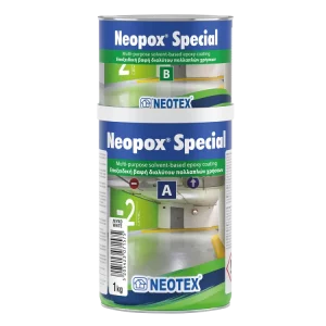 Εποξειδική βαφή διαλύτου 2 συστατικών Α+Β , Neopox Special Λευκό 1Kg 9003 Neotex