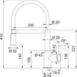 Μπαταρία κουζίνας Lina Semi pro chrome black 115.0626.085 Franke 5