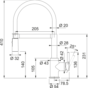 Μπαταρία κουζίνας Lina Semi pro chrome black 115.0626.085 Franke 5