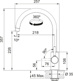 Μπαταρία κουζίνας Lina Xl Standard Chrome 115.0693.228 Franke 5