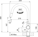 Μπαταρία κουζίνας ντους Lina J Chrome 115.0693.229 Franke 5