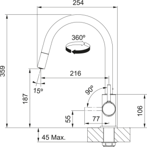 Μπαταρία κουζίνας ντους Lina J Chrome 115.0693.229 Franke 5