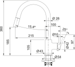 Μπαταρία κουζίνας ντους Lina J Polar white 115.0626.081 Franke 2