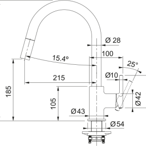 Μπαταρία κουζίνας ντους Lina J Polar white 115.0626.081 Franke 2