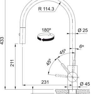 Μπαταρία κουζίνας ντους Εos Neo Gold 115.0681.244 Franke 4