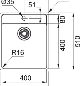 Νεροχύτης ένθετος Inox Franke Maris MRX 210 40 TL 43x51cm – 127.0525.272 2