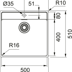 Νεροχύτης ένθετος Inox Franke Maris MRX 210 50 TL 53x51cm – 127.0525.273 2