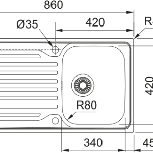 Νεροχύτης κουζίνας ένθετος Inox Franke Antea AZN 611 86 86×50cm – 101.0626.224 2