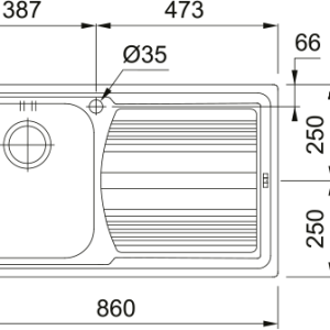 Νεροχύτης κουζίνας ένθετος Inox Franke Logica Line LLL 611 L 86×50cm – 101.0261.065 2