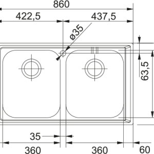 Νεροχύτης κουζίνας ένθετος Inox Franke Neptune NEX 620 86×51cm – 101.0191.484 2