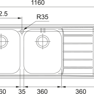 Νεροχύτης κουζίνας ένθετος Inox Franke Neptune NEX 621 116×51cm – 101.0191.485 2