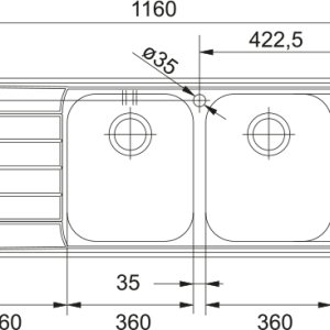 Νεροχύτης κουζίνας ένθετος Inox Franke Neptune NEX 621 116×51cm – 101.0191.486 2