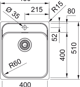 Νεροχύτης κουζίνας ένθετος Inox Franke Smart SRX 210 40 ΤL 43x51cm – 127.0721.878 2
