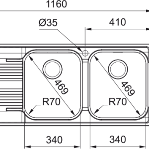 Νεροχύτης κουζίνας ένθετος Inox Franke Smart SRX 621 116×50cm – 101.0454.910 2
