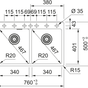 Νεροχύτης κουζίνας ένθετος γρανιτένιος Polar White 620 34 34 78×50cm – 114.0737.761 Franke 2