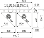 Νεροχύτης κουζίνας ένθετος γρανιτένιος Polar White 620 39 39 86×50cm – 114.0738.179 Franke 2