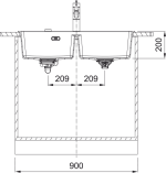 Νεροχύτης κουζίνας ένθετος γρανιτένιος Polar White 620 39 39 86×50cm – 114.0738.179 Franke 3