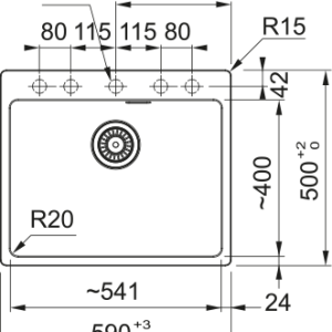 Νεροχύτης κουζίνας ένθετος γρανιτένιος Polar White Centro 610 54 59×50cm – 114.0674.065 Franke 2