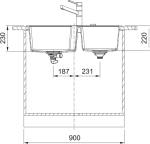 Νεροχύτης κουζίνας ένθετος γρανιτένιος Urban UBG 620 86 86×50cm – 114.0687.702 Franke 3