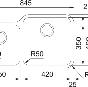 Νεροχύτης κουζίνας υποκαθήμενος Inox Franke Bell BCX 120 42 35 84,5x46,5cm – 122.0617.531 2
