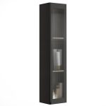 Κρεμαστή στήλη μπάνιου Line SGL σε μαύρο ματ φινίρισμα με αυλακωτό γυαλί