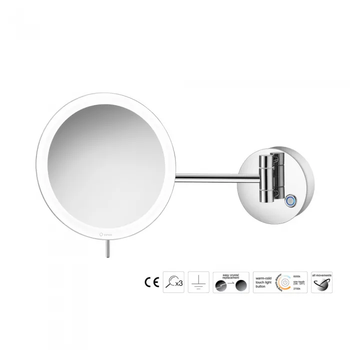 Μεγεθυντικός Καθρέπτης Sanco x3 με LED Chrome MRLED-705-A03