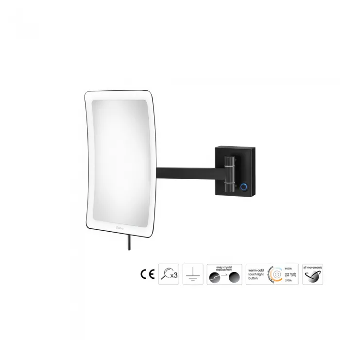 Μεγεθυντικός Καθρέπτης x3 με LED Sanco Black mat MRLED-305-M116
