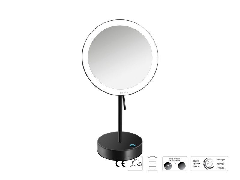Μεγεθυντικός Καθρέπτης x3 με LED Sanco Black mat MRLED-903-M116