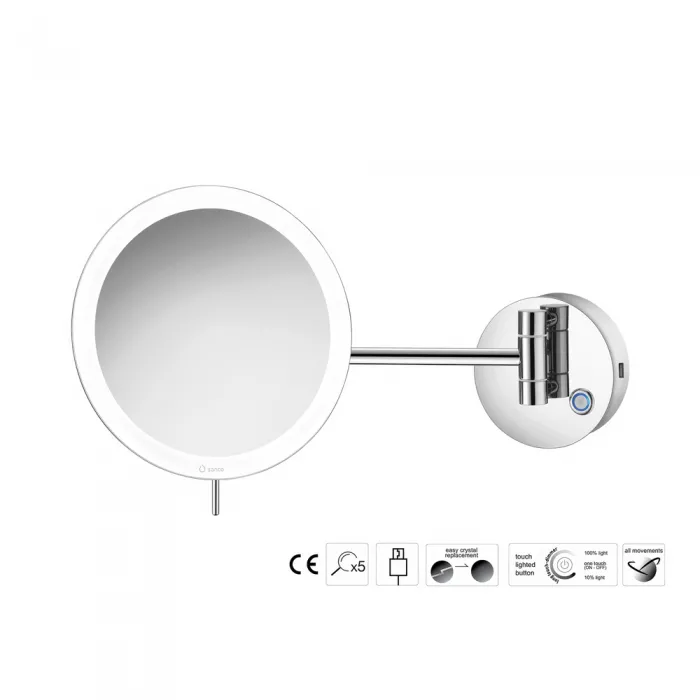 Μεγεθυντικός Καθρέπτης x3 με LED Sanco Chrome MRLED-905-A03